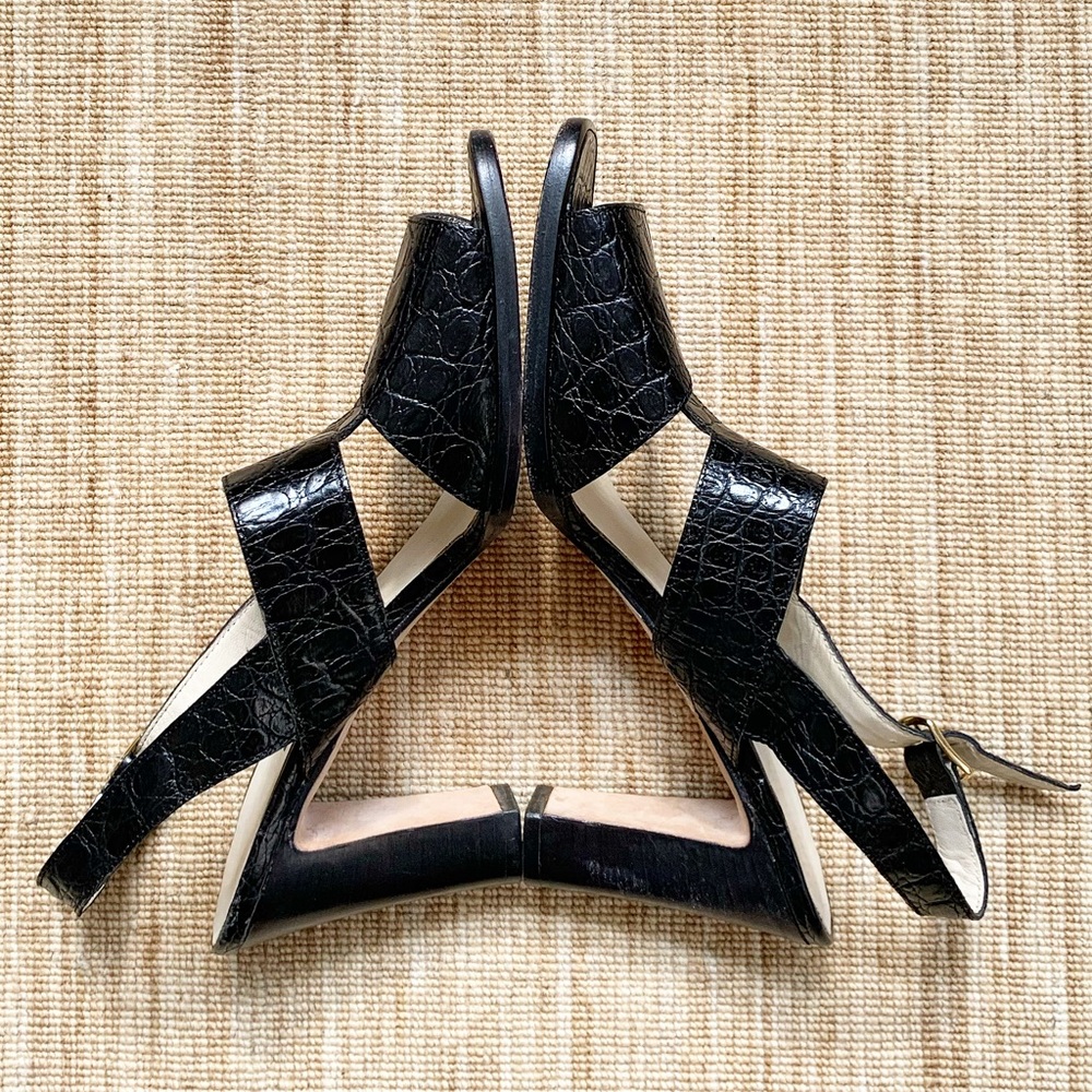 Bally Croc-Embossed T-Strap Block Heel - image 3